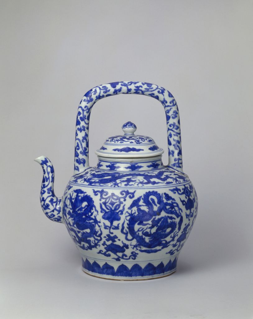 图片[1]-Blue and white dragon pattern beam pot-China Archive